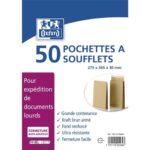 BONG Paquet de 50 pochettes kraft armé blond auto-adhésives 120g format 275x365 mm à soufflets de 30 mm