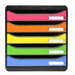 EXACOMPTA Module de classement 5 tiroirs BIG BOX - Dim : L27,8 x H27,1 x P34,7 cm. Coloris Noir/arlequin. – Image 2