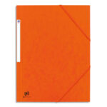 OXFORD Chemise 3 rabats à élastique BICOLOR en carte lustrée 5/10e,390g. Format A4. Coloris Orange