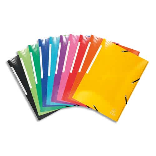 706189_d1.jpg EXACOMPTA Chemise 3 rabats à élastiques Iderama en carte pelliculée 7/10, 600g. Pour format A3. Assortis – Image 1