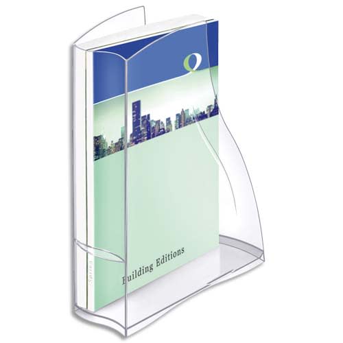 726877_d1.jpg CEP Porte-revues Ellypse en polystyrène - Dimensions : H32,5 x P27,8 cm, Dos 8,3 cm cristal – Image 1