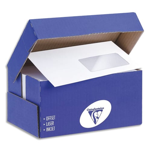 732077_d1-1.jpg CLAIREFONTAINE Boîte de 250 enveloppes auto-adhésives 90g DL 110x220mm fenêtre 45x100 PAPETERIE DE – Image 1