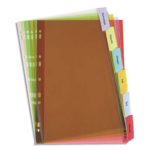 735682_d1.jpg OXFORD Intercalaire 6 positions à onglets personnalisables en PVC 17/100e. Format A4. Coloris assortis – Image 1