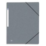 OXFORD Chemises 3 rabats à élastiques Top File en carte lustrée 5/10e,390g. Format A4. Coloris gris