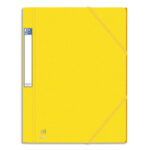 OXFORD Chemise 3 rabats et élastique EUROFOLIO PRESTIGE carte grainée 7/10e,600g.Pour format A4. Jaune