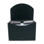 EXACOMPTA Trieur valisette Noir en PP EXACASE 13 compartiments.Dos extensible,onglets personnalisables