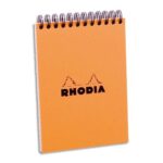 RHODIA Bloc de direction couverture reliure intégrale en-tête Orange 80 feuilles format A6 réglure 5x5