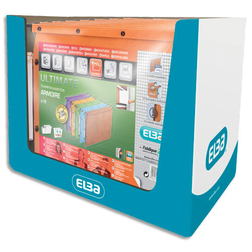 762108_d1.jpg OBLIQUE AZ Paquet de 10 dossiers suspendus ARMOIRE en kraft 240g. Fond V, bouton-pression. Orange – Image 1