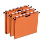 OBLIQUE AZ Boîte de 25 dossiers suspendus TIROIR en kraft 240g. Fond 15, VELCRO®. Orange