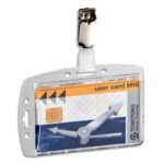 DURABLE Boîte 25 Porte-badges 1 carte de sécurité format portrait ou paysage+clip+encoche - Transparent
