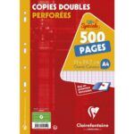 CLAIREFONTAINE Etui de 500 copies doubles perforés 21x29,7cm Seyès