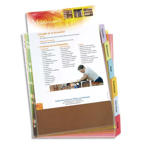 815760_d1.jpg OXFORD Pochette intercalaires 12 positions, onglets personnalisables en PVC 17/100e. Format A4+. Assortis – Image 1