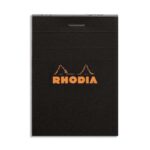 RHODIA Bloc de direction couverture Noire 80 feuilles (160 pages) format A7 réglure 5x5