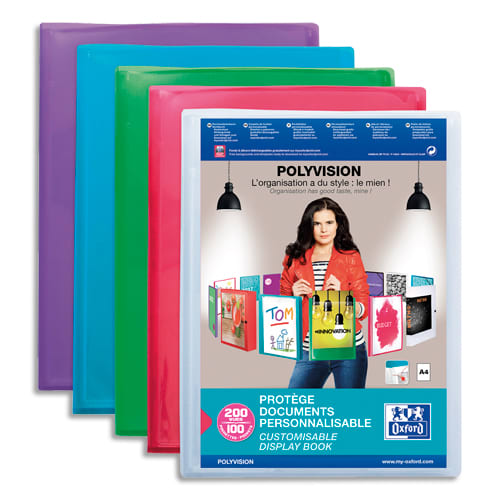 849894_d1.jpg OXFORD Protège-documents personnalisable Polyvision 200 vues, 100 pochettes. En polypropylène. Assortis – Image 1