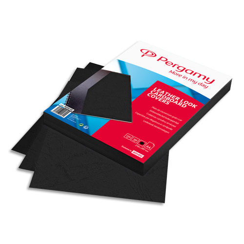 900038_d1.jpg PERGAMY Boîte de 100 plats de couverture grain cuir A4 250gr Noir 900038 – Image 1