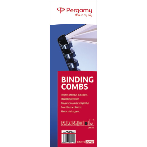 900073_d1.jpg PERGAMY Boîte de 100 peignes anneaux plastiques 8mm Noir 900073 – Image 1