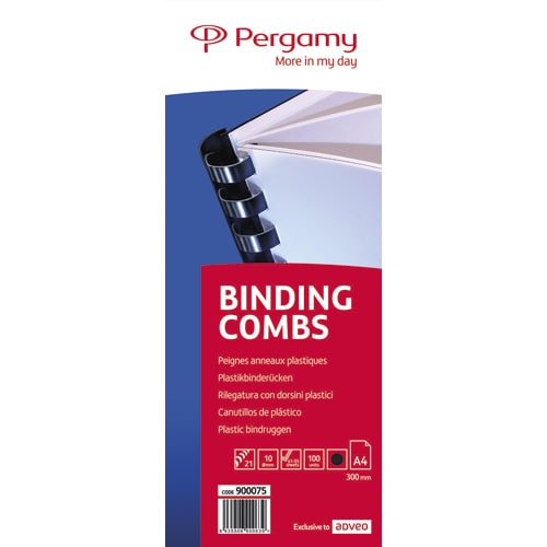 900075_d1.jpg PERGAMY Boîte de 100 peignes anneaux plastiques 10mm Noir 900075 – Image 1