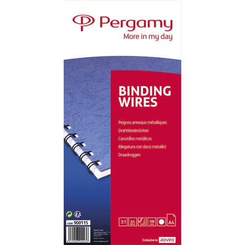 900115_d1.jpg PERGAMY Boîte de 100 peignes anneaux métalliques, 34 boucles 6.4mm Blanc 900115 – Image 1