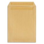 PERGAMY Boîte de 250 pochettes kraft Brun 90g C4 229x324 mm fenêtre 50x100 mm autocollantes