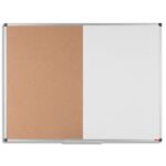 PERGAMY Tableau Combi mixte, affichage Liège et surface laquée Blanche magnétique, Format : L120 x H90 cm