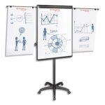 PERGAMY Chevalet mobile Excellence cadre Noir, surface laquée magnétique L75 x H107 cm, 2 bras latéraux