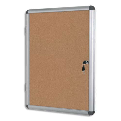 900715_d1.jpg PERGAMY Vitrine d'intérieur avec fermeture à clé, fond Liège, cadre aluminium - 6 feuilles A4 – Image 1