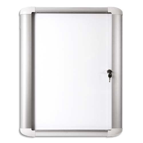 900720_d1.jpg PERGAMY Vitrine d'extérieur Excellence fond magnétique laqué Blanc, cadre aluminium - 4 feuilles A4 – Image 1