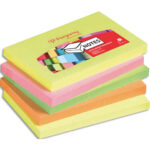 PERGAMY Bloc de 100 feuilles repositionnables dimensions 7,6x12,7cm. Coloris assortis néon