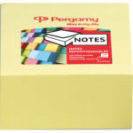 PERGAMY Bloc cube de 320 feuilles repositionnables dimensions 7,6x7,6cm. Coloris Jaune