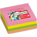 PERGAMY Bloc cube de 320 feuilles repositionnables dimensions 7,6x7,6cm. Coloris assortis néon