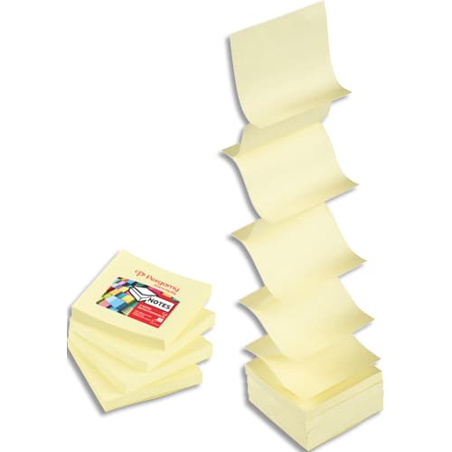 900762_d1-1.jpg PERGAMY Bloc de 100 feuilles repostionnables accordéon dimensions 7,6x7,6cm. Coloris Jaune – Image 1