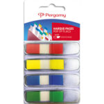 PERGAMY Set de 4 x 35 index marque-pages étroits 1,1 x 4,3 cm. Coloris assortis classiques