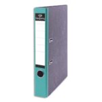 PERGAMY Classeur à levier en carton Gris intérieur/extérieur marbré. Dos 5cm. FormatA4. Coloris dos Vert