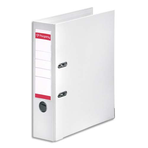900892_d1.jpg PERGAMY Classeur à levier en polypropylène intérieur/extérieur. Dos 8cm. Format A4. Coloris Blanc – Image 1