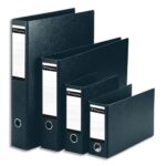 PERGAMY Classeur à levier en carton dos 8cm. Format A5 paysage (à l'italienne). Coloris Noir