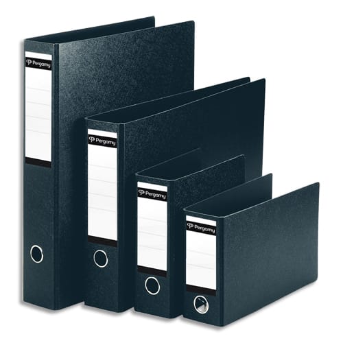 900902_d1.jpg PERGAMY Classeur à levier en carton dos 8cm. Format A5 portrait. Coloris Noir – Image 1