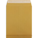 PERGAMY Boîte de 200 pochettes kraft Brun recyclé 120g, 3 soufflets de 3 cm, 24 : 260x330mm. Auto-adhésiv