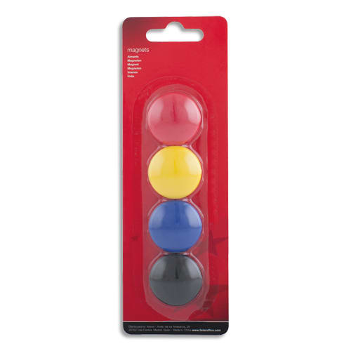 911305_d1.jpg PERGAMY Boîte de 4 aimants 30 mm ronds. Coloris assortis – Image 1