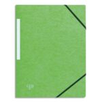 PERGAMY Chemise 3 rabats monobloc à élastique en carte lustrée 5/10e, 390g. Coloris Vert clair.