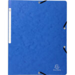 EXACOMPTA Chemise simple à élastique en carte lustrée 355g. Format 24x32cm. Coloris Bleu