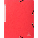 EXACOMPTA Chemise simple à élastique en carte lustrée 355g. Format 24x32cm. Coloris Rouge