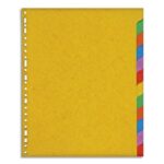 Jeu d'intercalaires 12 positions en carte recyclée 220g. Format A4+. Coloris assortis