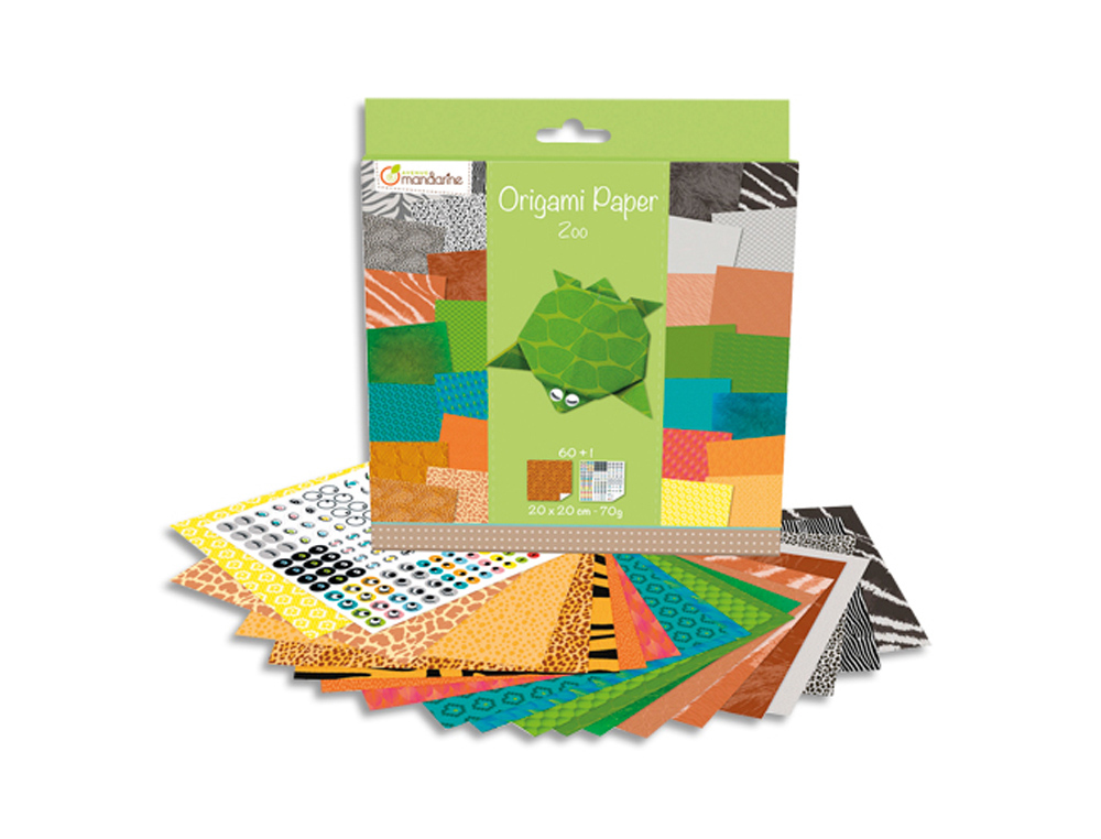 Feuille papier origami clairefontaine zoo 70g        200x200mm coloris assortis