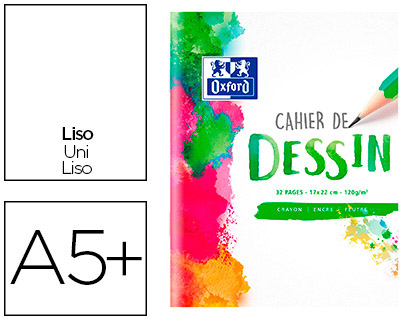 Cahier dessin oxford school a5+ 17x22cm 32 pages 120g