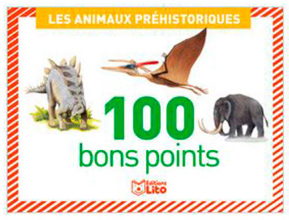 Bon point éditions lito animaux préhistoriques texte pédagogique au verso 61x82mm boîte 100 unités