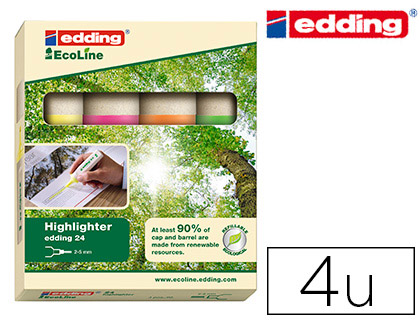 Surligneur edding ecoline pochette 4 unités