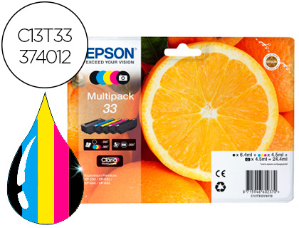 Cartouche d'encre original epson t3337 noir/cyan/magenta/jaune pack 4 couleur