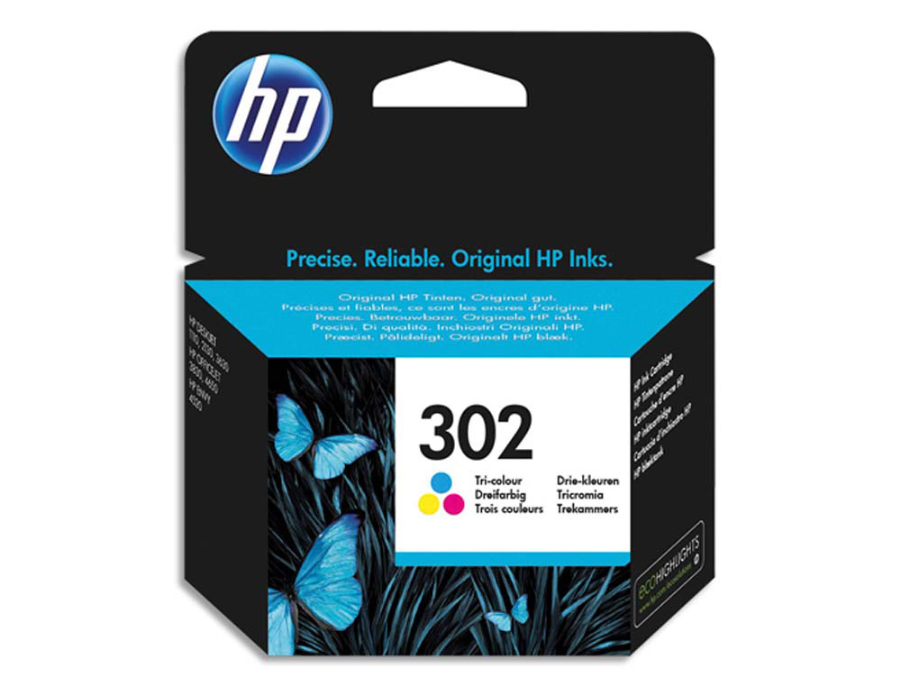 Cartouche d'encre original hp 302 165 p cyan/magenta/jaune pack 3 couleur