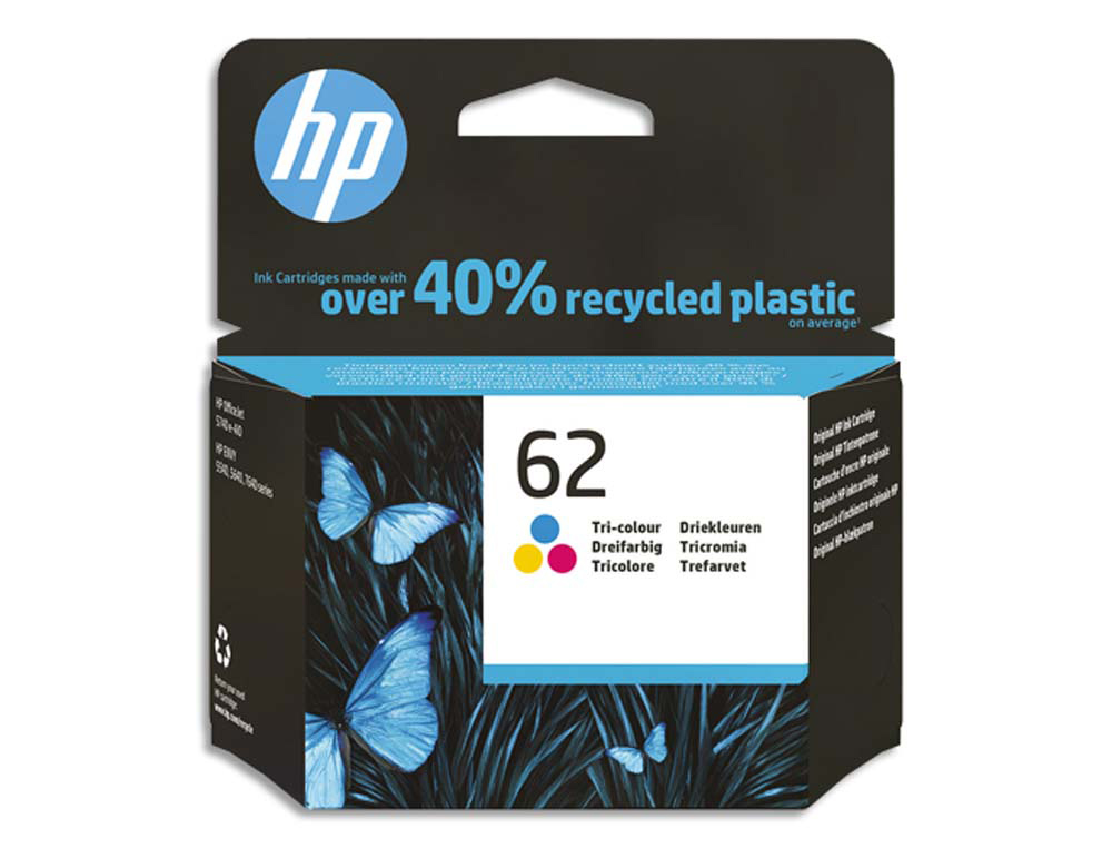 Cartouche d'encre original hp 62 165 p cyan/magenta/jaune pack 3 couleur