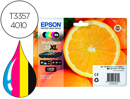 Cartouche d'encre original epson t3357 noir/cyan/magenta/jaune pack 4 couleur